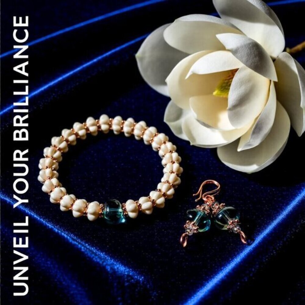 Gorgeous Bracelet & Flashy Earring Set! Shimmering Aurora Borealis Beads +Copper - Picture 10 of 16